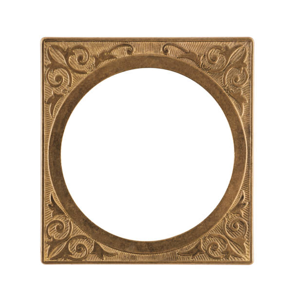 Round ornamental metal frame isolated on white background