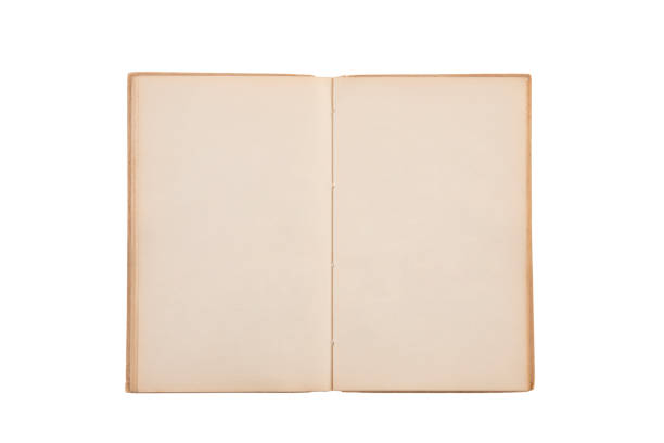istock Open old book with blank pages isolated on white background with clipping path 1664126073