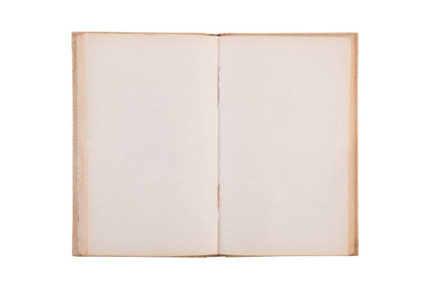 istock Open old book with blank pages isolated on white background with clipping path 1664126583
