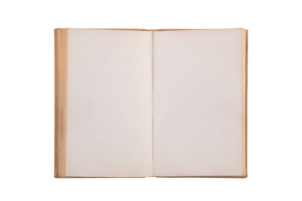 istock Open old book with blank pages isolated on white background with clipping path 1664129152