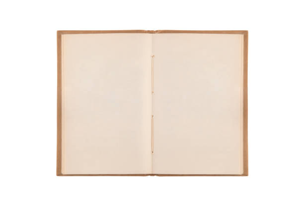 istock Open old book with blank pages isolated on white background with clipping path 1664129675