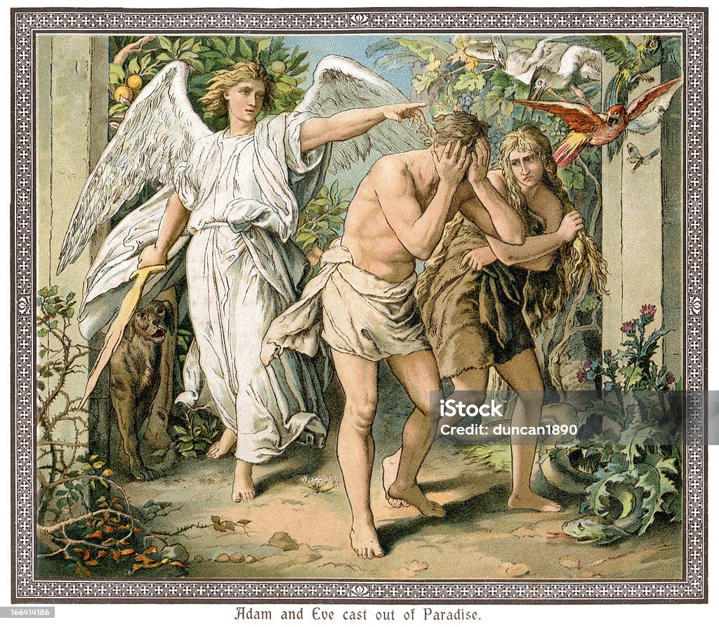 Adamo ed EVA pressofuso di paradiso - Illustrazione stock royalty-free di Adamo - Figura religiosa