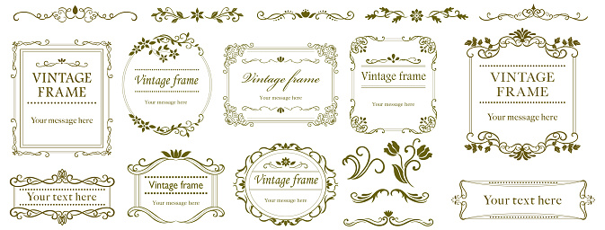 set of vintage frames. Floral ornament. decorative vector frames and borders