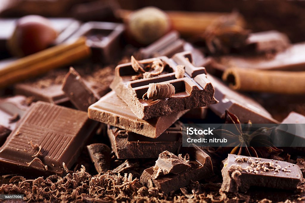 Chocolate pieces pieces of chopped chocolate Anise Stock Photo