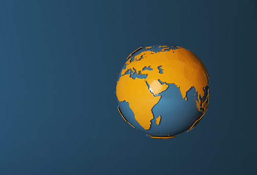 3d render of planet earth on blue background