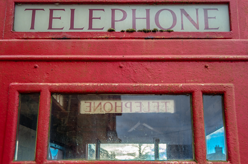 Famous red public phone booth in England