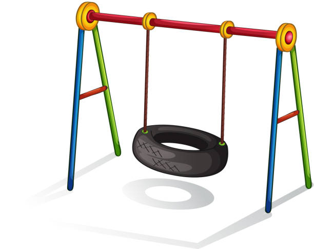 ilustrações, clipart, desenhos animados e ícones de equipamento de recreação - tire swing