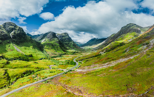 Drone view of Glencoe, Scotland