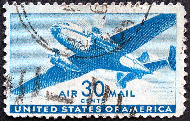 istock Airplane on american stamp 166421027
