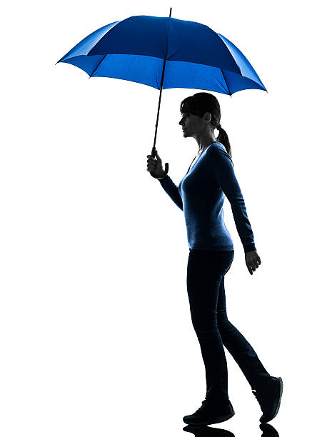 istock woman holding umbrella silhouette 166422670