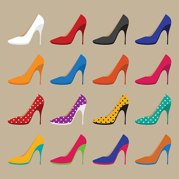 collection of vector shoes vector art illustration