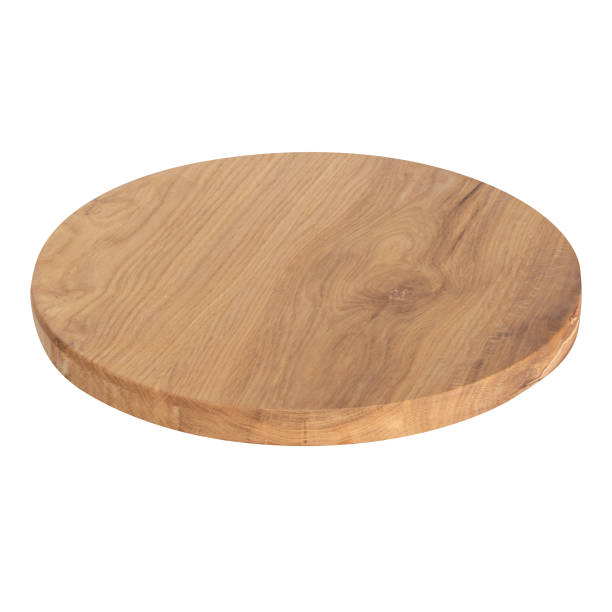 istock Top View: Round Oak and Beech Wood Cutting Board 1664239627