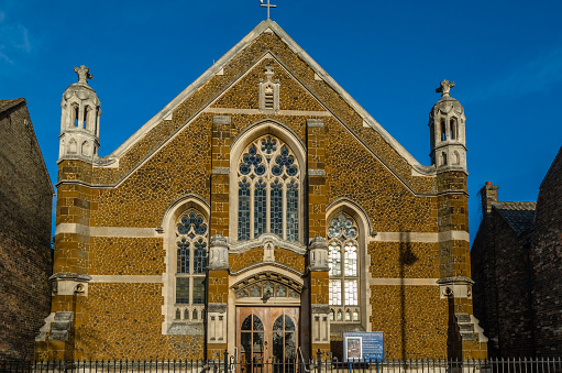 St. Ives, England, UK - December 28, 2013: Facade of St. Ives Methodist Church, Cambridgeshire, England
