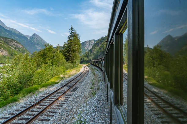 istock White Pass Summit excursion tour train in the mountains, Alaska, USA. 1664250695