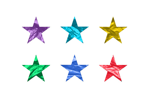 Duct tape of various colors corrugated in the shape of a star without a background