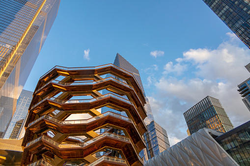 A view from inside The Vessel in Hudson Yards, New York City, USA.