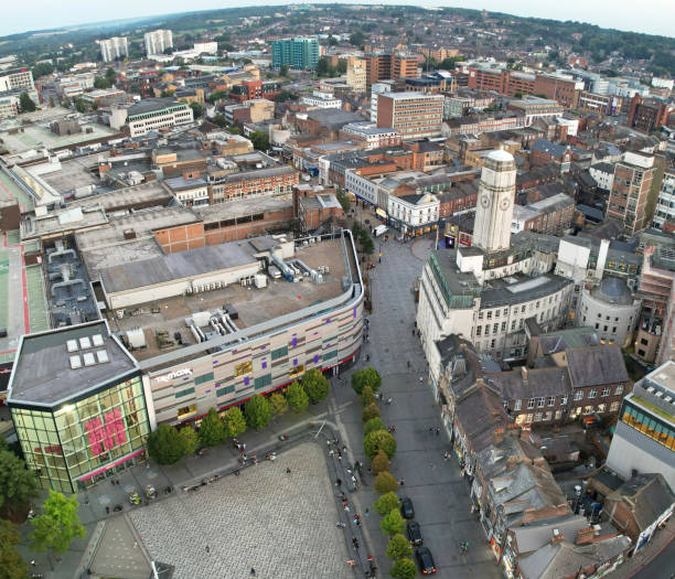 istock Illuminated Downtown Buildings, Roads and Central Luton City 1664360963