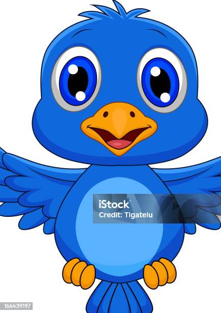 Cute Blue Bird Cartoon Stock Illustration - Download Image Now - Animal, Bird, Blue