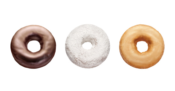Three Donuts Isolated on a white background