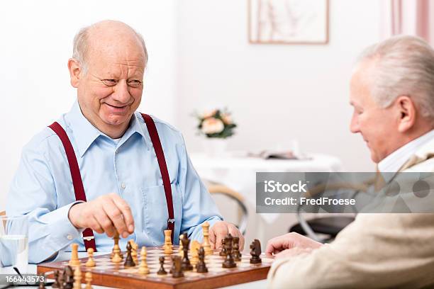 Senior Men Playing Chess Stock Photo - Download Image Now - Chess, Senior Adult, Senior Men