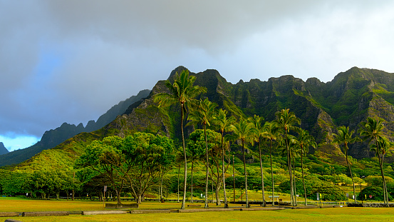 Landscape photograph of Kualoa Point Park. Oahu, Hawaii.