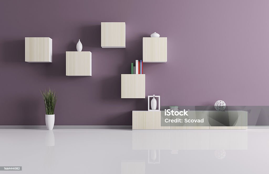 Living room with shelves 3d render Interior of living room with shelves 3d render Apartment Stock Photo