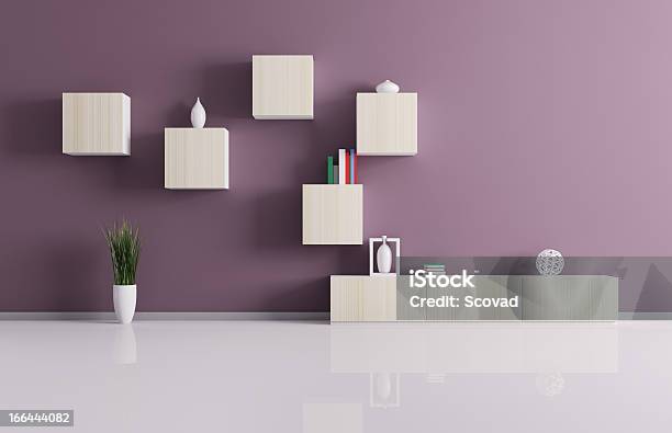 Living Room With Shelves 3d Render Stock Photo - Download Image Now - Apartment, Design, Digitally Generated Image