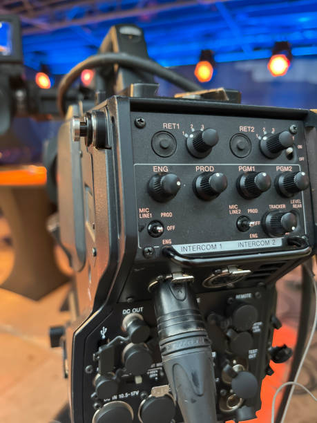 istock Details of a Professional Studio Live Camera with Intercom Connection Ports and Controls for OB Van Communication 1664454639