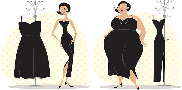 ilustrações de stock, clip art, desenhos animados e ícones de lady adaptar um vestido após a dieta - slenderize