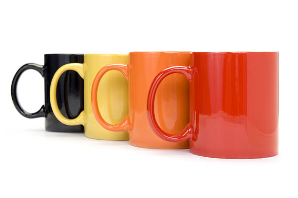 Colorful mugs stock photo