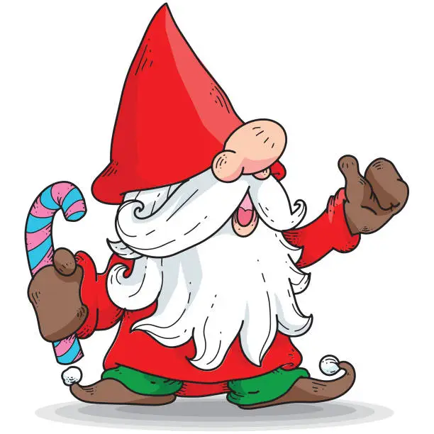 Vector illustration of Gnome Character Mascot Christmas Greeting