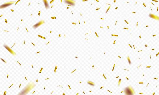 istock Shiny golden confetti falling from above against a transparent background 1664516657