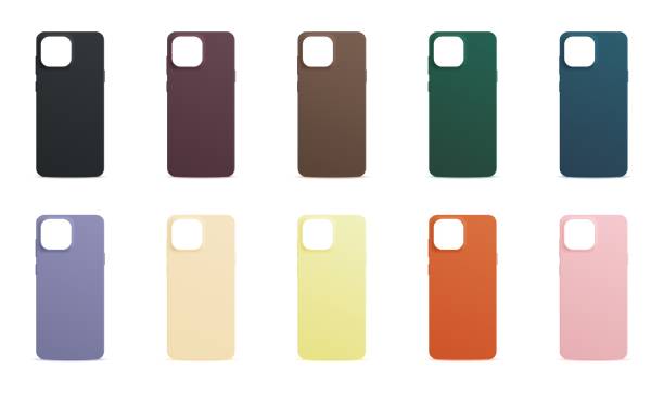 istock Realistic colorful smartphone cases set. Blank plastic or silicone cover phone collection 1664547817