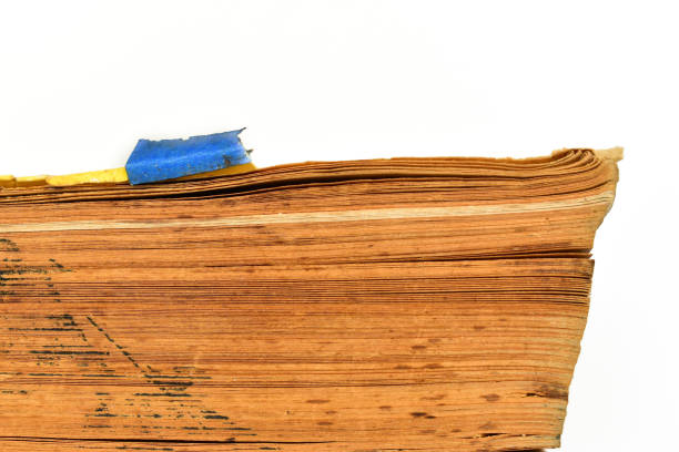 istock close up brown old book isolated on white background, vintage style 1664552177