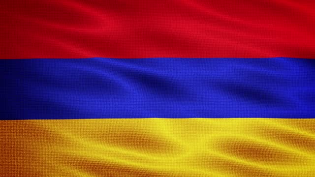 Natural Waving Fabric Texture Of Armenia National Flag Graphic Background