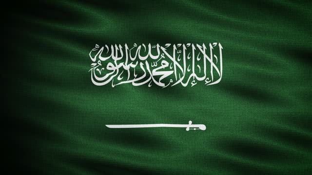 Natural Waving Fabric Texture Of Saudi Arabia National Flag Graphic Background
