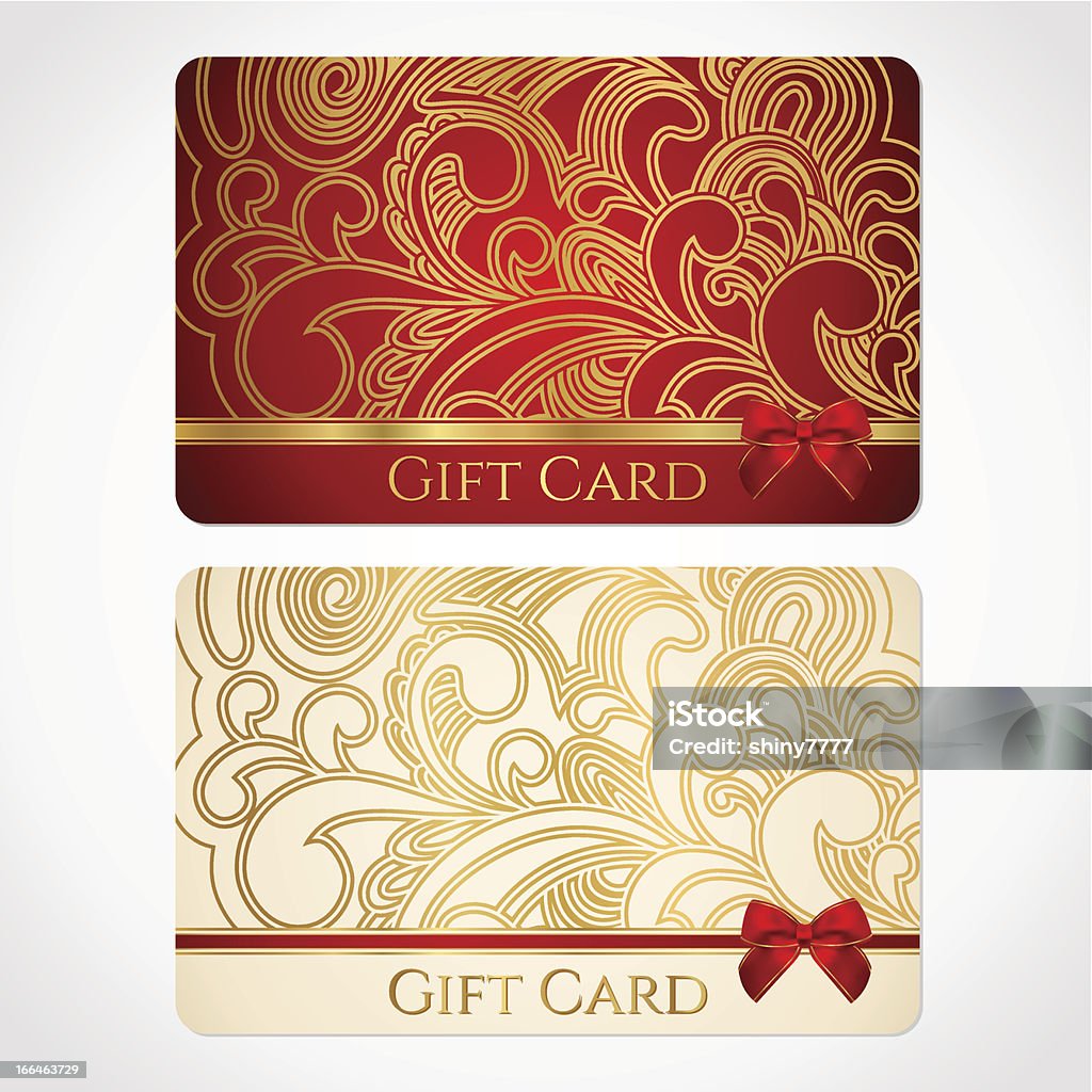 Rouge et or carte-cadeau avec bow (remise) - clipart vectoriel de Abstrait libre de droits