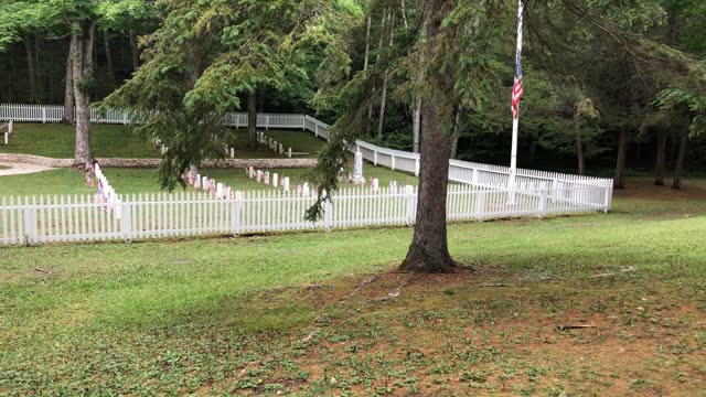 Post cemetery on Mackinac Island, Michigan, USA. Unknown soldier graves from early revolutionary war period.