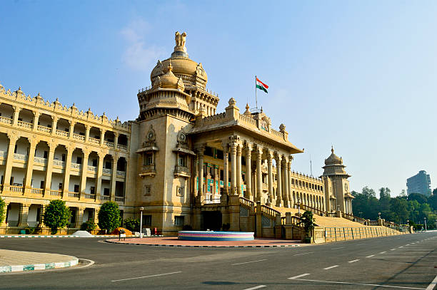 Historic architecture of Vidhana Soudha in Bangalore Vidhana Soudha is the largest legislature-cum-office building in India bangalore stock pictures, royalty-free photos & images