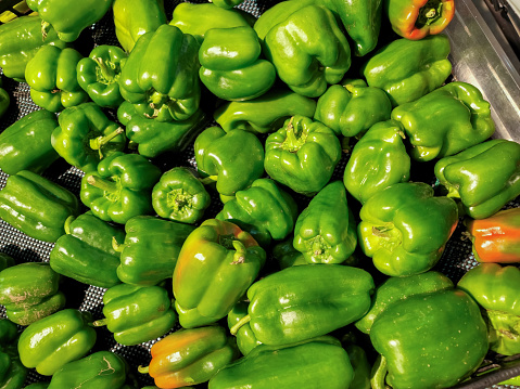 Green peppers food background