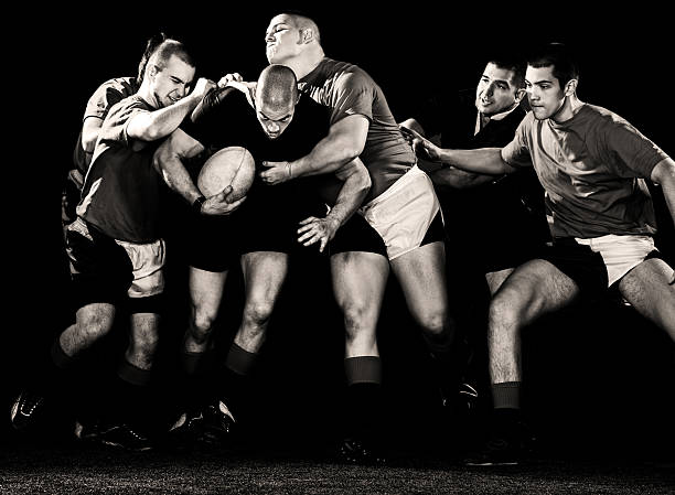 rugby-geschehen. - rugby scrum sport effort stock-fotos und bilder