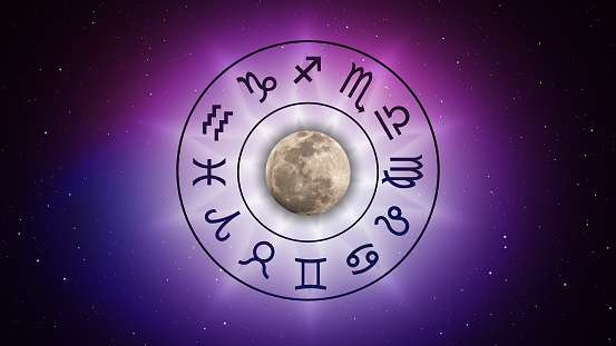 A birth chart is drawn as a 360-degree wheel that's divided into 12 houses, or sections. At the exact time of your birth, each planet and constellation in the zodiac was located inside a specific house or section of this wheel. The background of the image is a vast and awe-inspiring representation of the universe. You can depict stars, galaxies, nebulae, and other celestial elements to give a sense of cosmic vastness. The colors of the universe background can be a mix of deep blues, purples, and splashes of vibrant colors to create a surreal and mystical atmosphere.