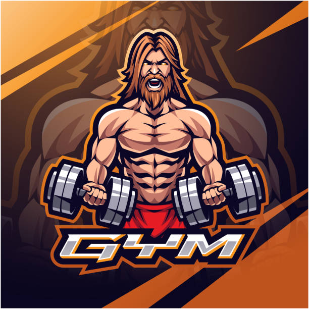 ilustrações de stock, clip art, desenhos animados e ícones de gym man esport mascot - muscular build men tattoo human arm