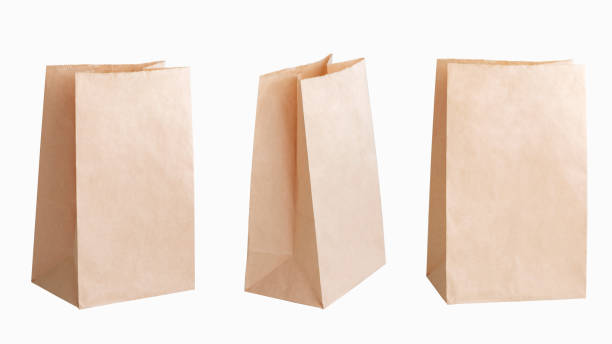 istock Set with kraft paper bags isolated on white background.Banner design 1664845935