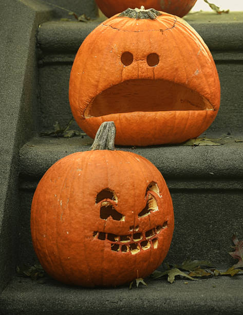 istock Jack's pumpkin light fixture on the stairs 1664852868