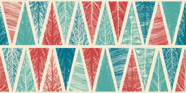 Vector illustration of Seamless Christmas trees winter background