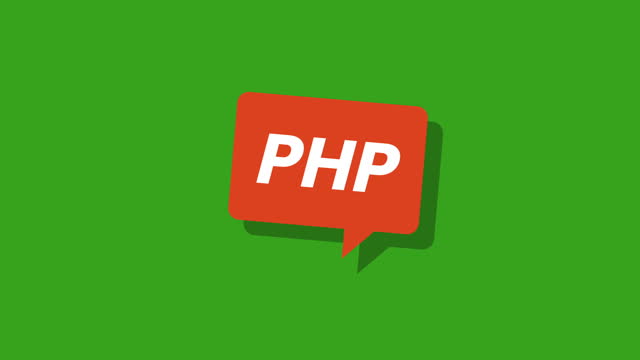 PHP speech bubble on green screen.