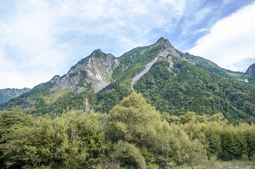 Myojin dake mountain in Kamikochi. Famous mountain for trekking and hiking in Matsumoto,Nagano,Japan