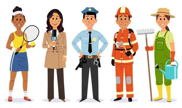 Vector illustration of Diverse Group Of People Of Different Professions