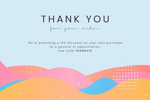 Thank you for your ORDER, printable vector illustration. Business thank you customer card, creative graphic design template. Soft watercolor background, calligraphy script text, business card.